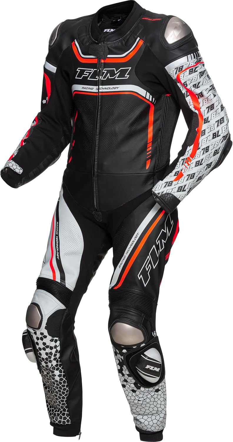 FLM Le Mans GP Racing Suit 1 Piece Pre-Curved Fit Airbag Tested High Performance Material Direct Ventilation