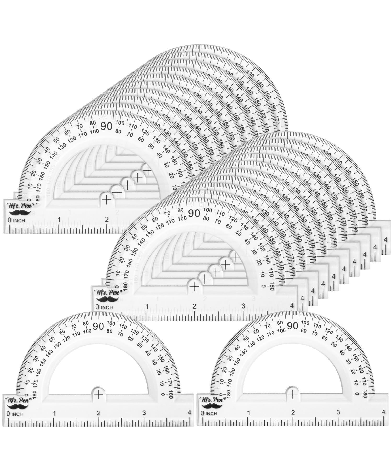 Mr. Pen- 360 Degree Protractor, 6 Inch, 2 Pack, Clear Full-Circle Protractors for Precise Angle Measurement, Ideal for Geometry, Math Class, Drafting,