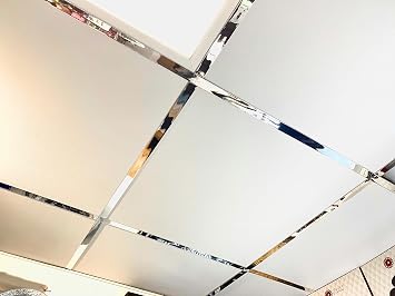 10x Mirror/Chrome Suspended Ceiling Grid Component, Mirroring Cross Tee Section 600mm x 24mm T24 T600