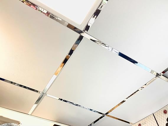 10x Mirror/Chrome Suspended Ceiling Grid Component, Mirroring Cross Tee Section 600mm x 24mm T24 T600