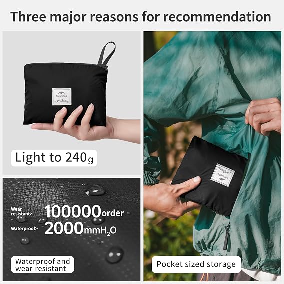 Naturehike 30L Packable Backpack - 240g Ultra Lightweight Foldable Daypack, PU2000mm Waterproof 30D Nylon Compact Hiking Rucksack for Travel, Cycling & Hiking(Black)