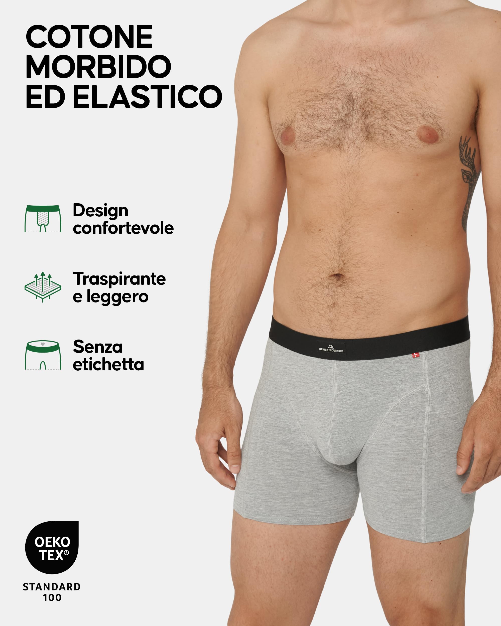 DANISH ENDURANCE Boxer Uomo Cotone Elasticizzato, Boxer a Pantaloncino Comodi e Traspiranti, Cuciture Piatte, con o Senza Patta Frontale, 3 o 10 Paia