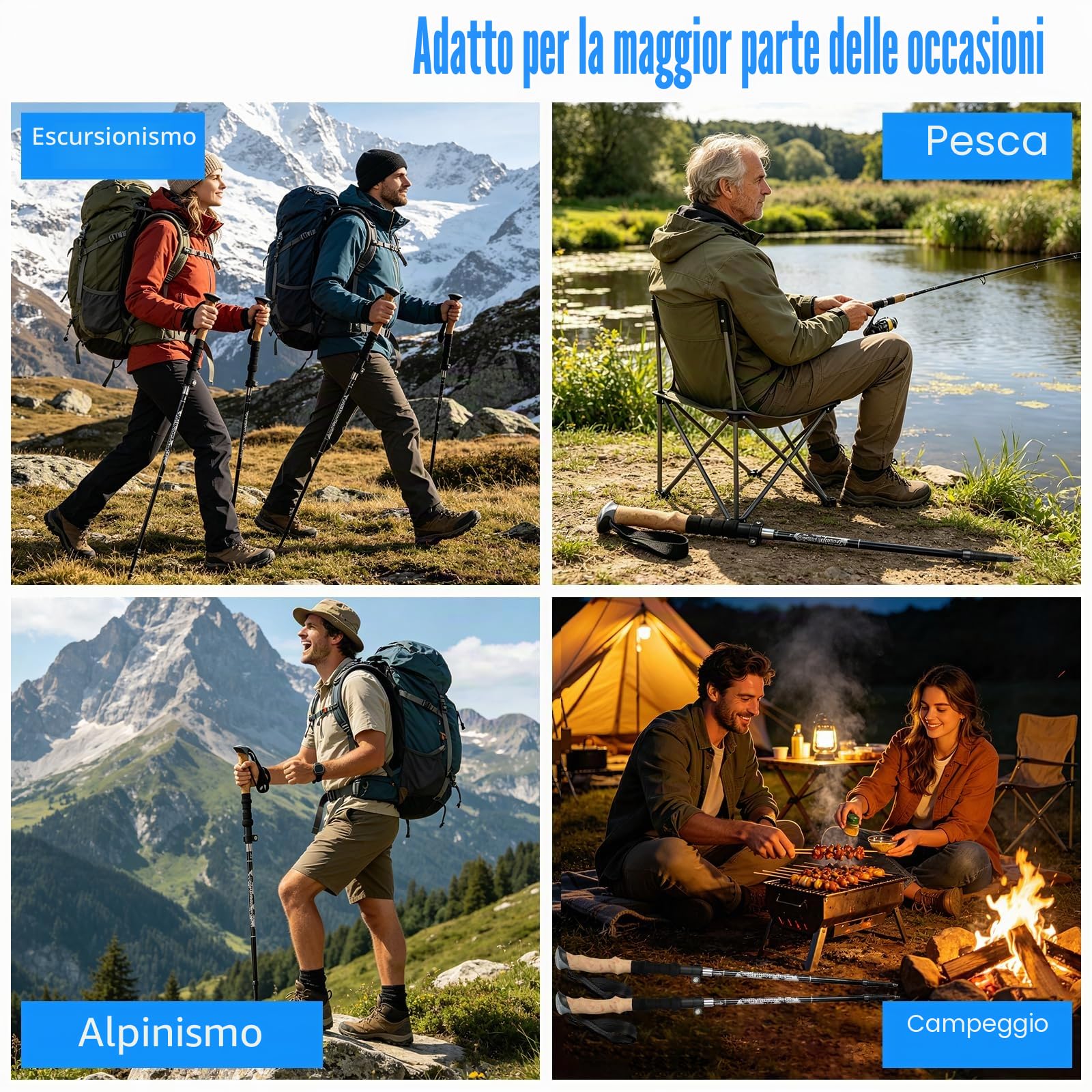 2 PCS Bastoni da Trekking Telescopici 110-130cm Uomo Donna, Ultra-Leggeri in Alluminio 7075, Bastoni da Passeggiata con Impugnatura in Sughero per Escursionismo, Nordic Walking e Sci Alpinismo