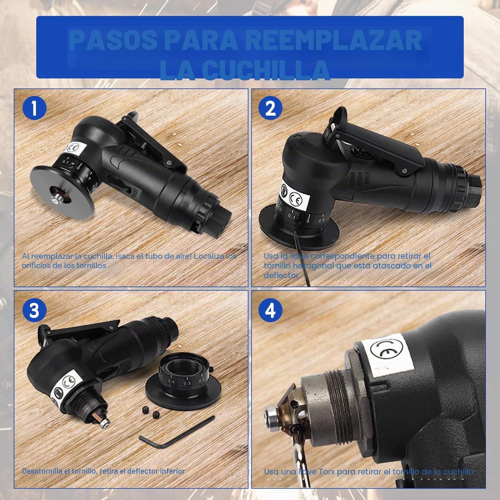 Mini máquina de biselado neumática, portátil máquina de acaparamiento neumática, esquina de arco de 45° de 30000 RPM con entrada de aire de 1/4 pulgadas para recortar chaflán y desbarbado (C&R)
