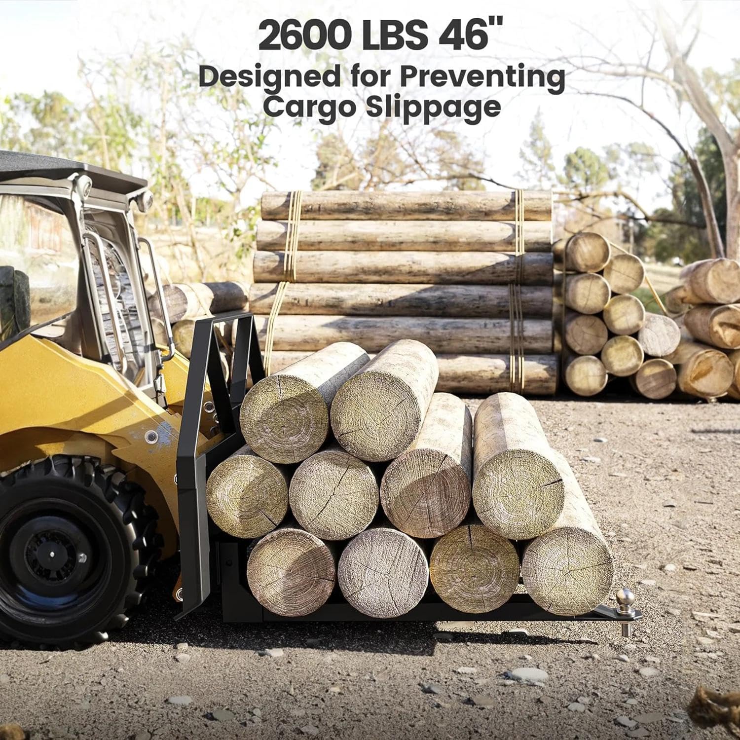 Heavy Duty Pallet Forks 2700 lbs Capacity, 46” Quick Attach Skid Steer Attachment with Trailer Hitch Ball for Tractors Loaders, Fork Frame for Lifting, Moving, Towing