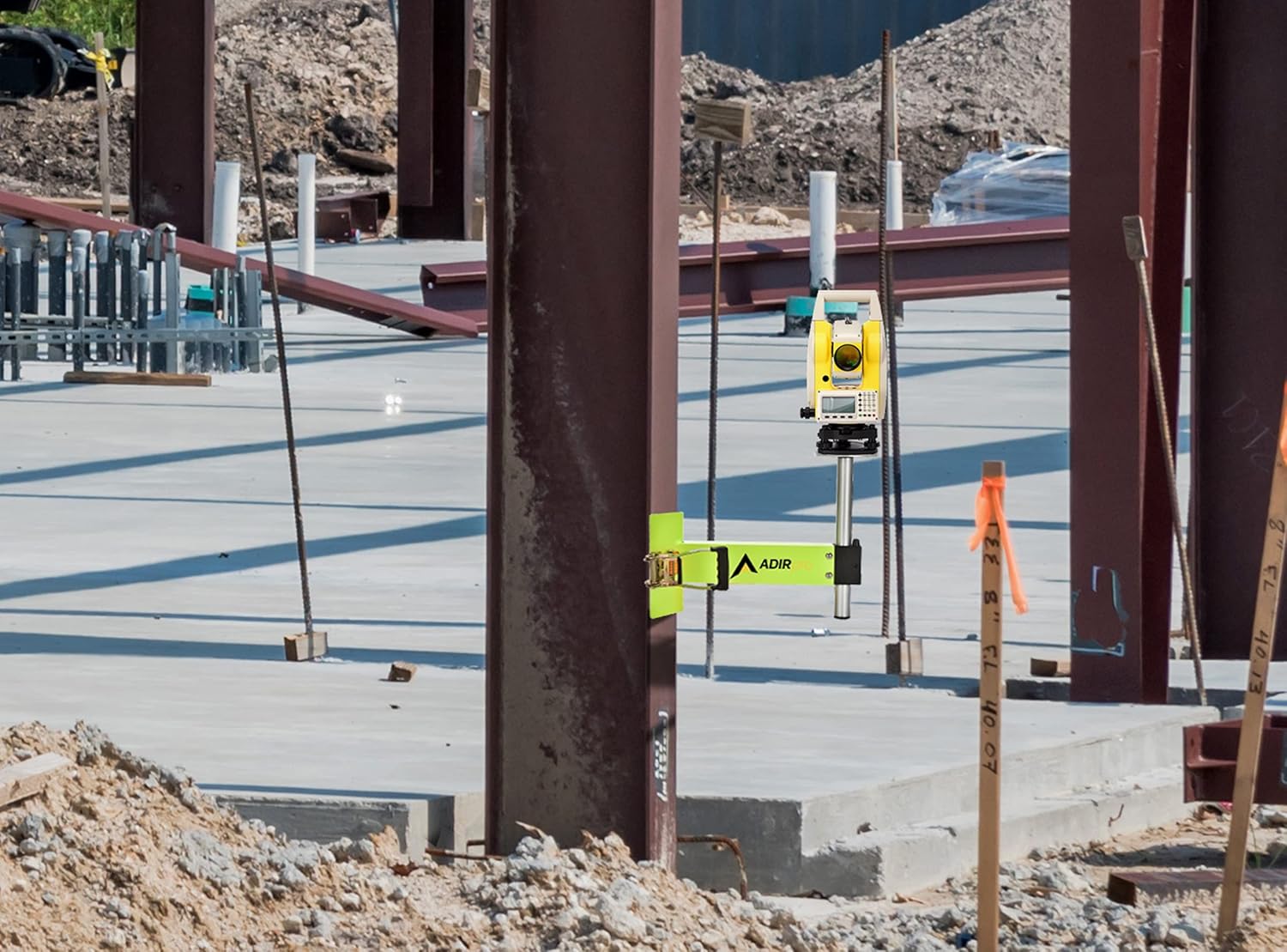 Adir Column Clamp Mount Theodolite Laser Total Station - Heavy Duty Structural Aluminum with Stainless Steel Hardware Clamp - Support Heavy Instruments with 5/8-11" Threads, Up To 2,200Lbs Load