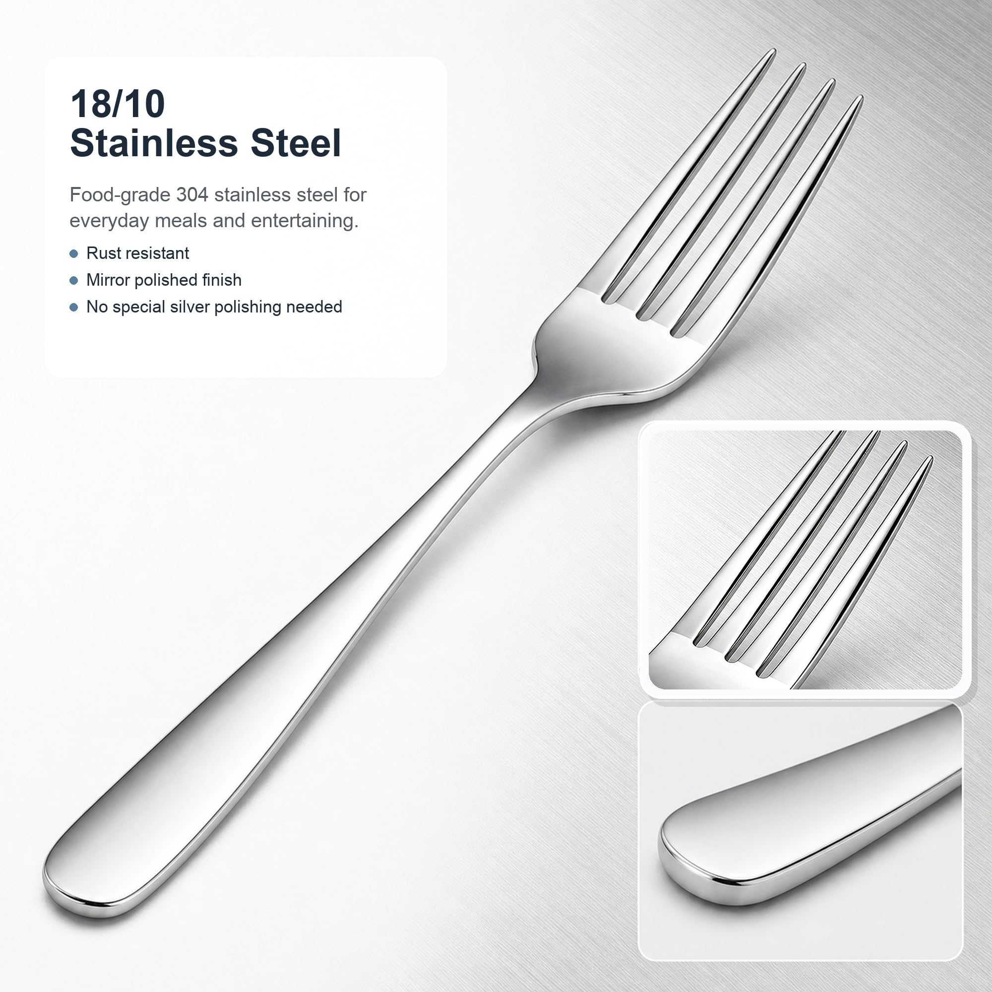 12 Piece Dinner Forks Set, 18/10 Stainless Steel Forks Silverware, 8 Inch — Amazon image 2