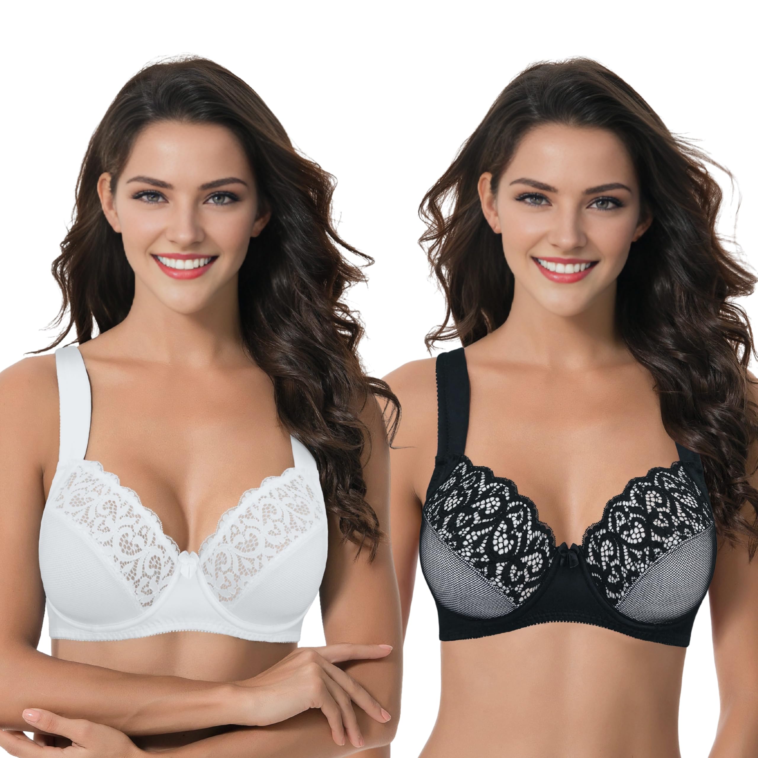 Soutien-gorge Balconnet Grande Taille - Pack De 2 Avec Dentelle Et Armatures | Taille 90-125 B-F