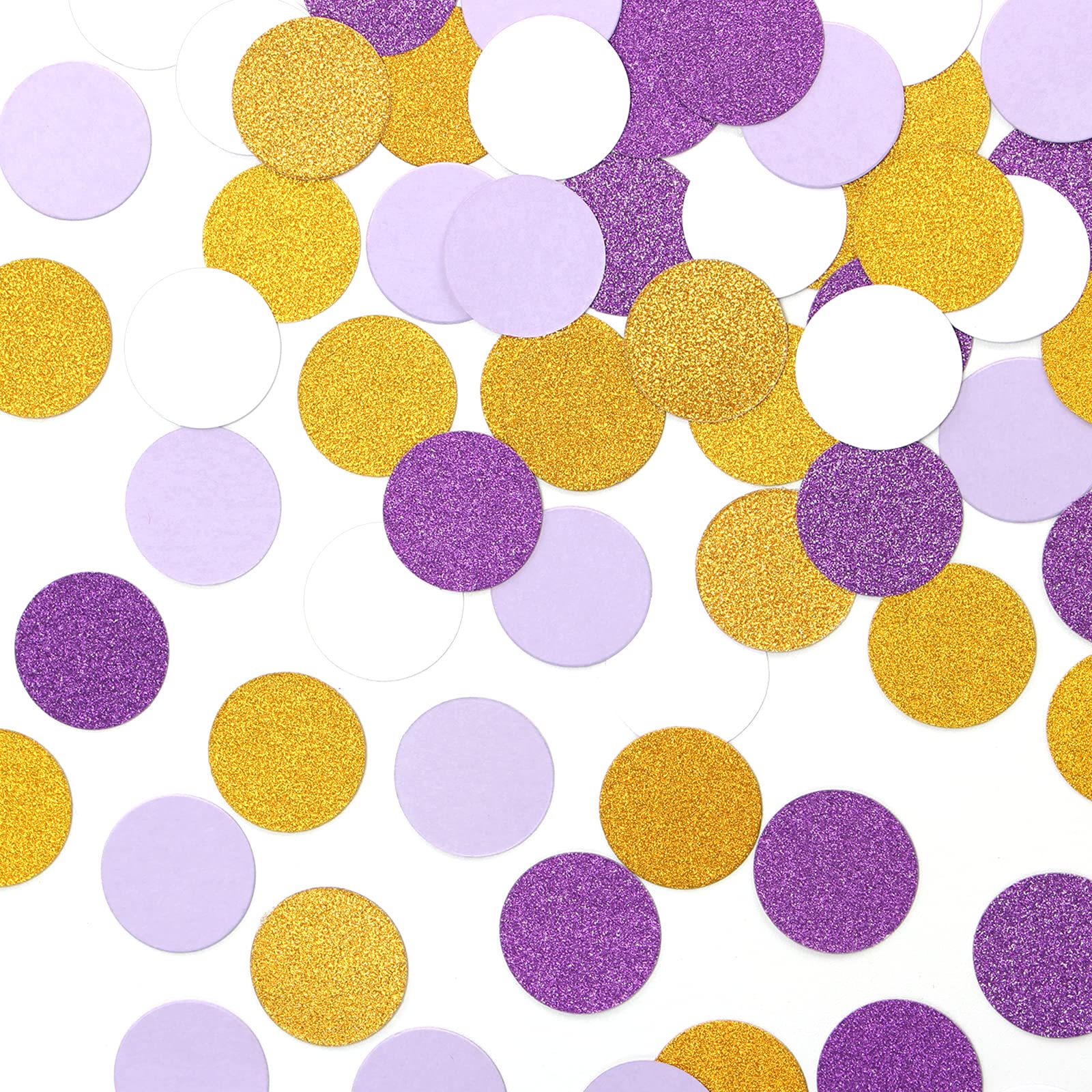 White Purple Gold Party Decoration Confetti 300pcs Glitter Bridal Baby Shower Birthday Party Table Confetti Sprinkles Paper Dot for Valentines Day Wedding Gender Reveal Christmas Lasting Surprise