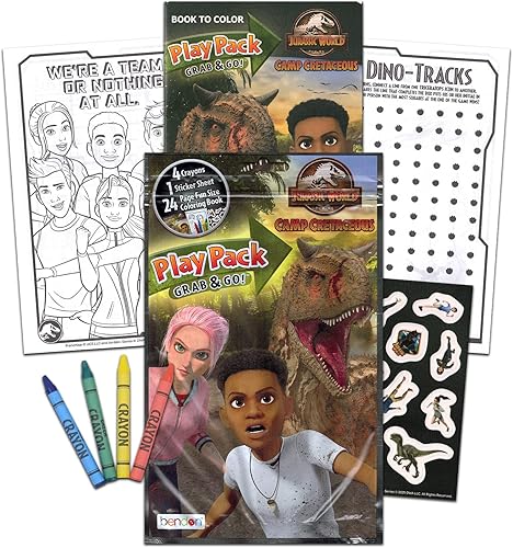 Miniatura 2 de Paquete de recuerdos de fiesta mundial para niños, paquete con 12 bolsas de golosinas de Jurassic World con libro para colorear, calcomanías,