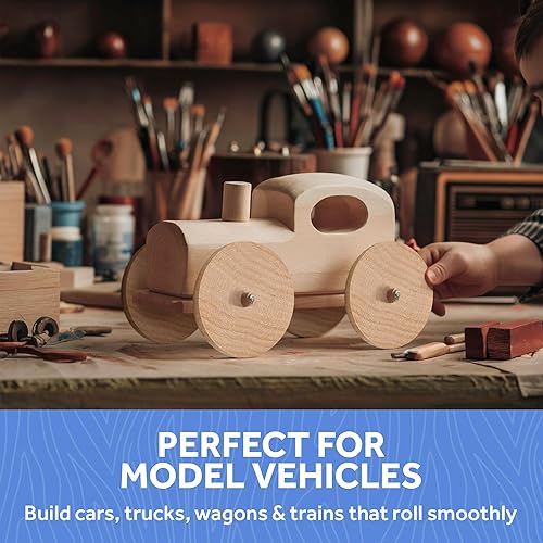 Miniatura 4 de Ruedas de madera de losa de 1 pulgada de diámetro para manualidades, agujero de 14 pulgadas, 38 pulgadas de grosor, paquete de 25 mini ruedas de