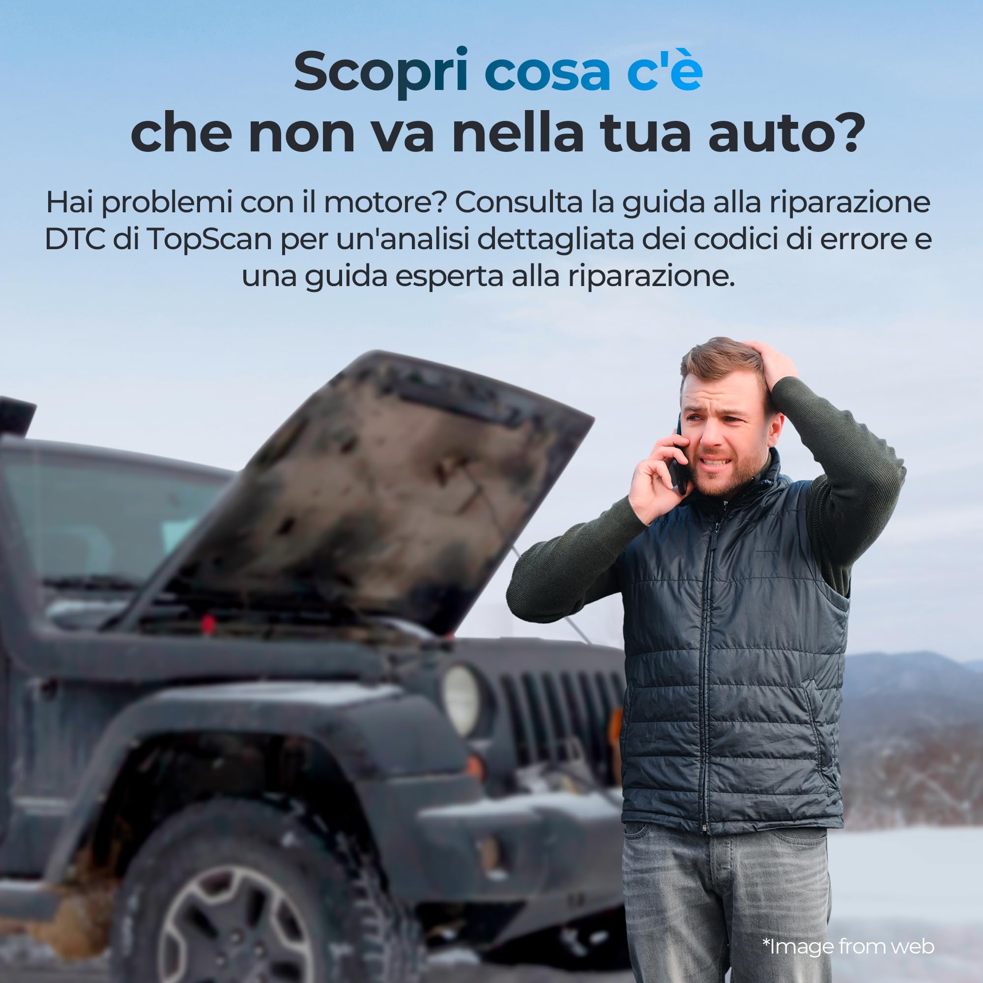 TOPDON Topscan OBD Diagnosi Auto Bluetooth, Wireless OBDII Strumento Diagnostico Tutti i Sistemi, Controllo Motore Lettore Codice Auto, Test di Prestazioni del Veicolo per iPhone & Android
