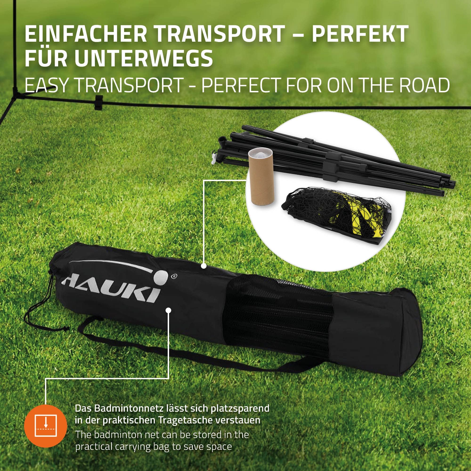 Hauki Rete da Badminton Tennis Pallavolo 400 cm / 500 cm, Nero/Blu, H156 cm, 3x Volani, con Borsa per Trasporto, Telaio in Ferro Stabile Rete da Allenamento per Interni ed Esterni