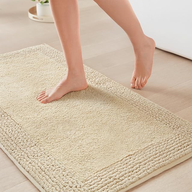 Madison Park Madison Park Splendor Reversible 100% Cotton Bath Rug, 21 x 34, Natural | Tufted Bathroom Mat, 3000 GSM, Hotel Quality, Luxurious Plush, Medium Pile, Absorbent, Quick Dry, OEKO-TEX, Shower Room Décor, Natural, 1'9" x 2'10" (Rectangular)