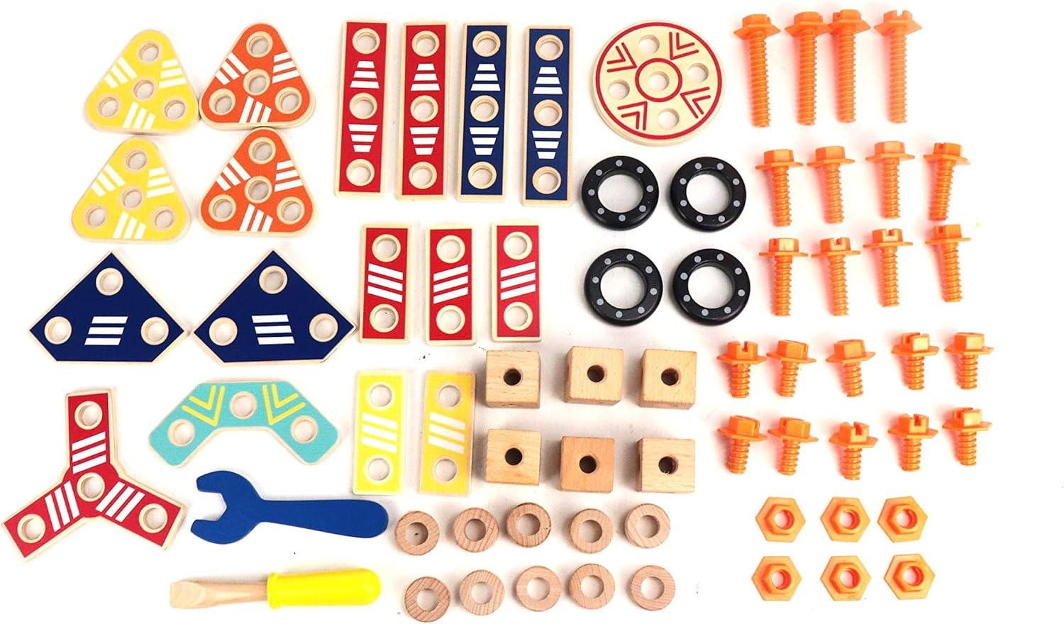 Leo & Friends Wooden Builder Construction Set - 72-Piece Kids Toy for Girls and Boys - Learning & Educational Toy for Christmas Birthdays or Holidays