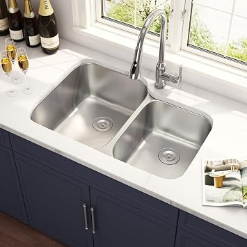 32 Inch Undermount 60/40 Double Bowl Kitchen Sink