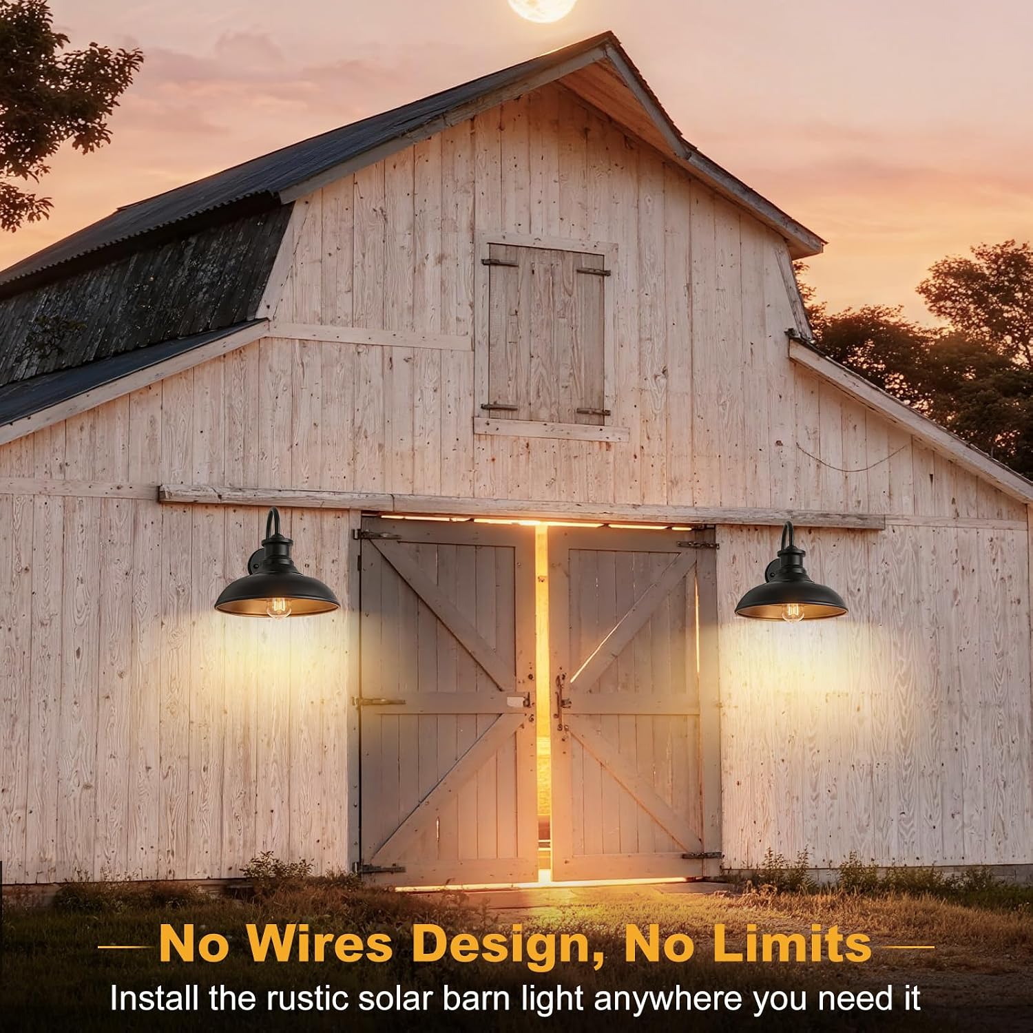 12" Solar Barn Lights Outdoor, Solar Gooseneck Lights with Gold Interior thumbnail
