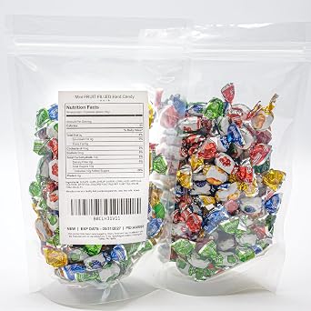 Mini FRUIT FILLED Hard Candy 1 lb Bulk Bag, Liquid Center & Hard Shell, Individually Wrapped (270 Pieces)