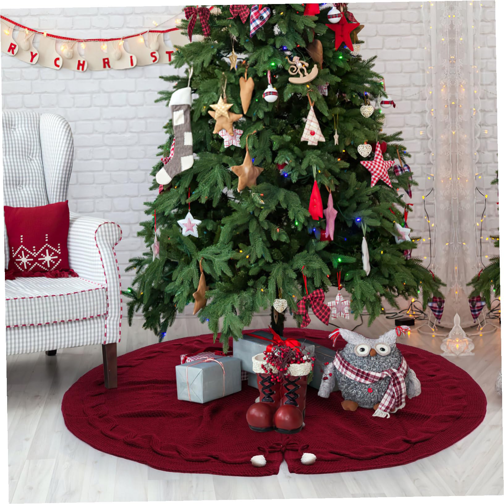 Gonna Albero di Natale in Non Grembiule Decorativo per Copertura Base Albero per Casa Negozi e Hotel Aggiunge Atmosfera Festiva e Copre Imprevisti