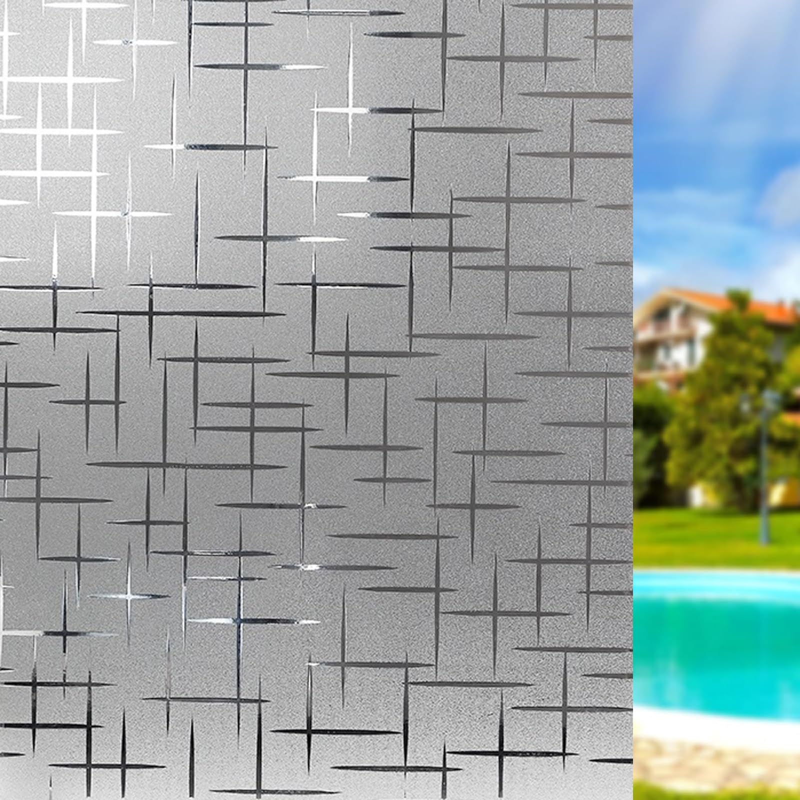 Frosted Glass Film for Windows 50 x 100 cm(20 x 39inch) Privacy Frosted Glass Film Bathroom Privacy Film, No Glue Anti UV Sun Block, Reusable for Home Office, Doji