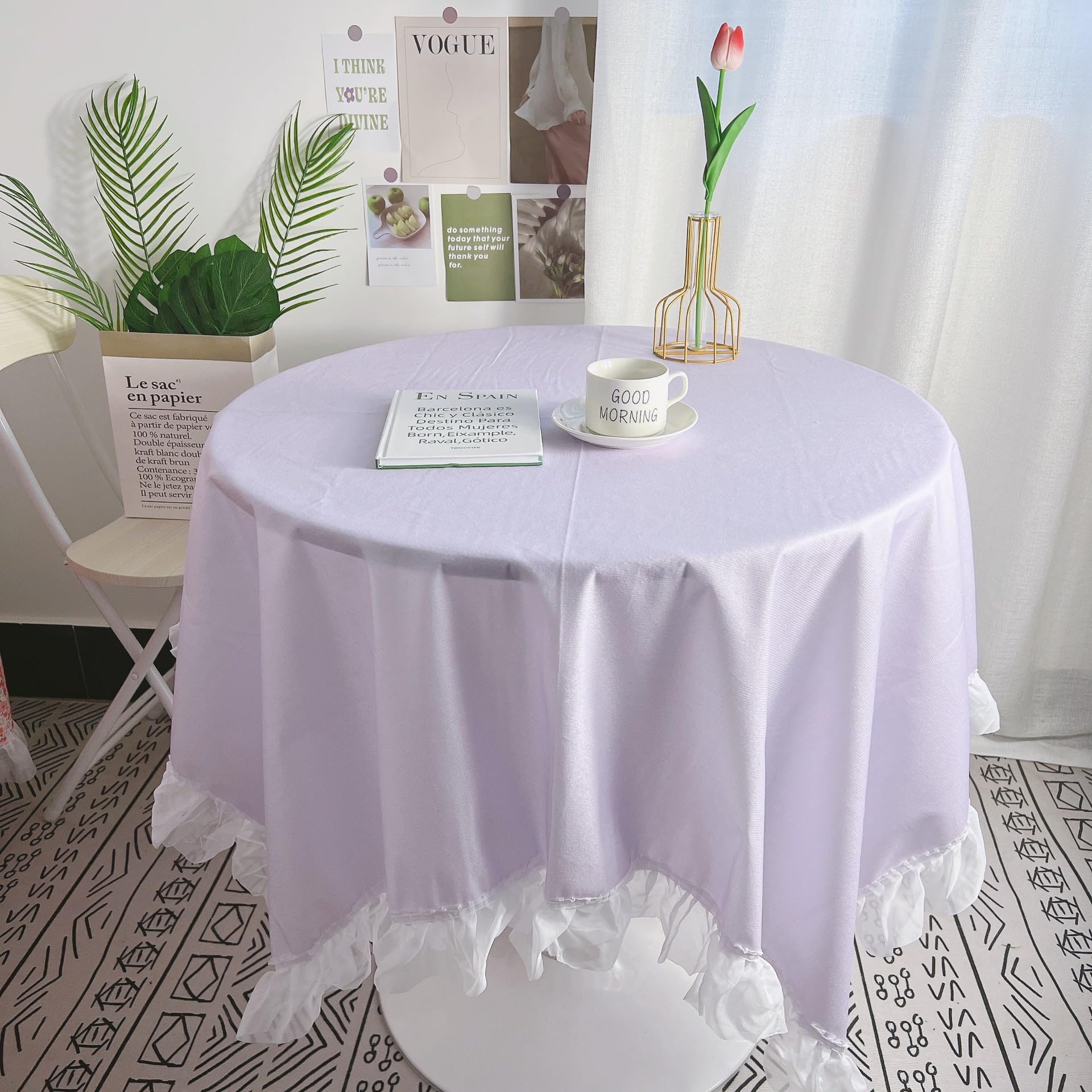 Nappe en dentelle violette 160x100 cm pour table à manger et bureau
