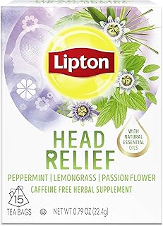 Sponsored Ad - Lipton Tea Bags Peppermint, Lemongrass and Passion Flower Head Relief Caffeine Free Herbal Supplement 0.79 ...