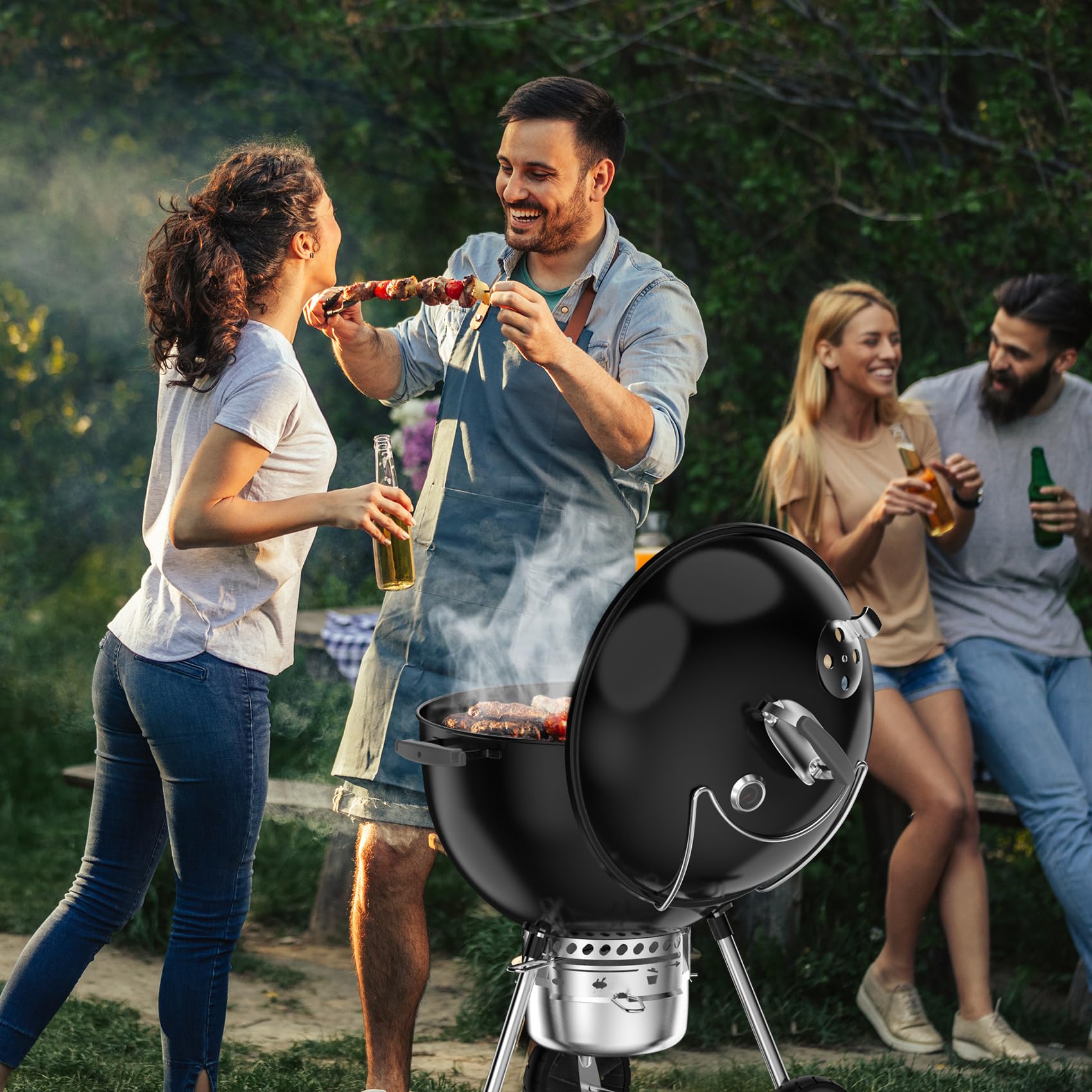 Charkettle - Soporte para tapa de parrilla de acero inoxidable compatible con parrillas de 18/22/26, gran accesorio para parrilla 7