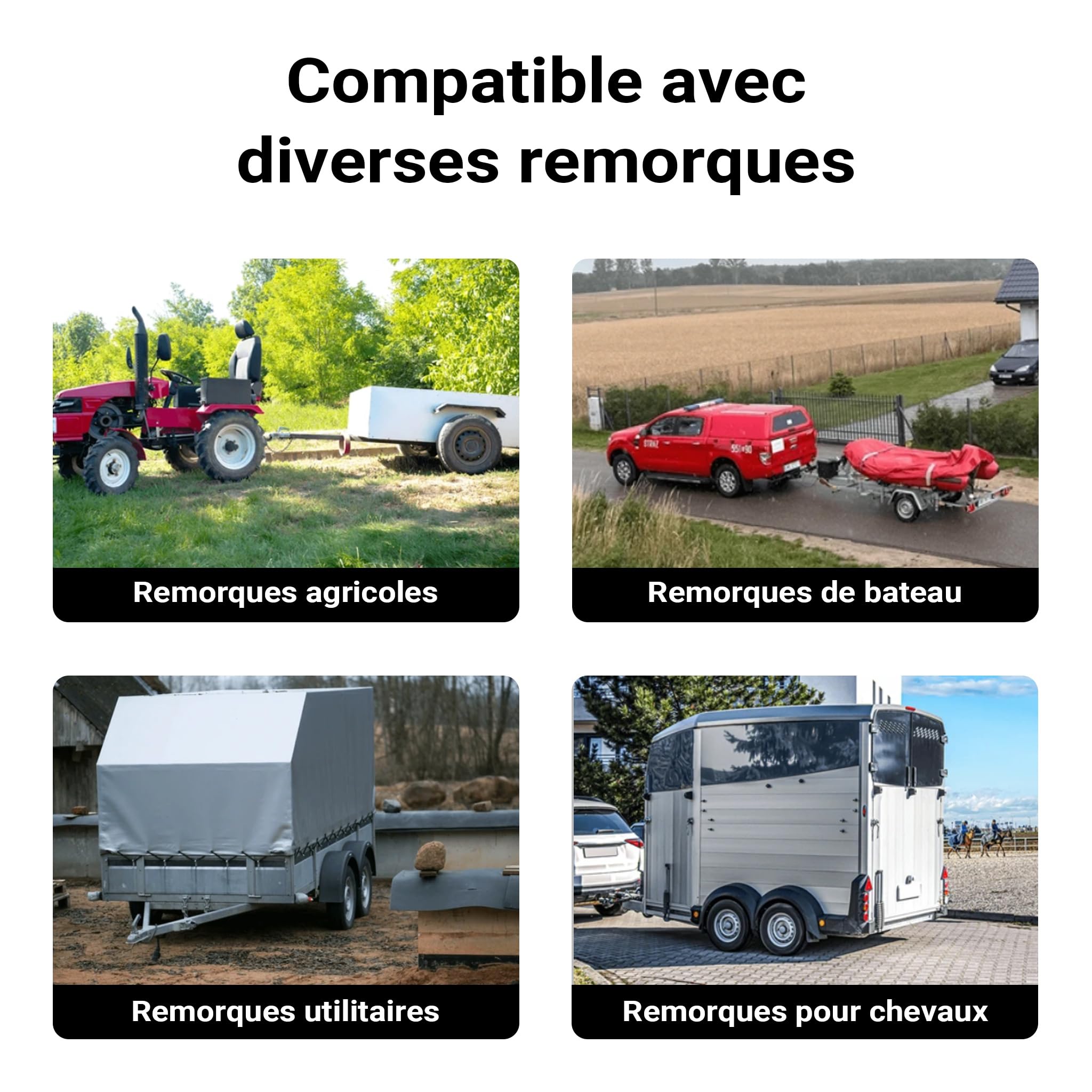 Wiltec Roue jockey double – 290 x 230 x 860 mm – Hauteur ajustable 66-86 cm – Capacité max de 200 kg – Roulette avant pour Voitures Remorques Caravanes avec manivelle