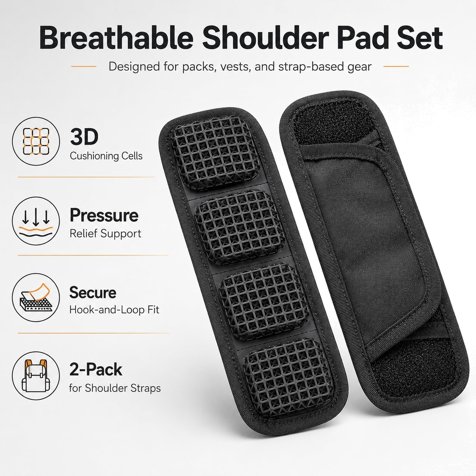 Genérico Almohadilla Correa Mochila Malla Transpirable Acolchado, Par Cojin Descompresion Reduccion de Carga 5cm Bolso Deporte