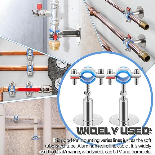 Miniatura 6 de 8 soportes de tubo de montaje en pared de acero inoxidable 304, adecuado para diámetro exterior de 12 pulgadas (0.787-0.866 in), altura ajustable de