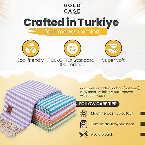 Miniatura 3 de Gold Case - Juego de 5 toallas turcas de baño pestemal, 100% algodón (Smyrna - multicolor 2)