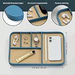 Nordik Leather Valet Tray - Nordik Blue - 30 x 20 cm - Large-Sized Vegan Leather Tray - Stylish Nightstand Organizer for Men - Modern Bedside Caddy - EDC Catchall for Keys Watch Wallet Jewellery