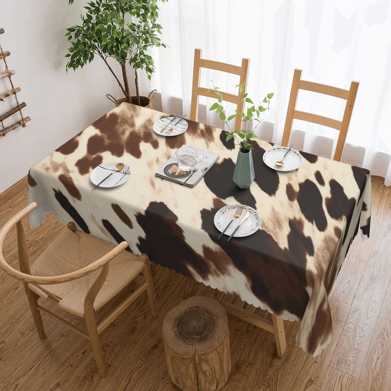Nappe imprimée vache anti-pli finie la corvée de repassage et les taches sur la table