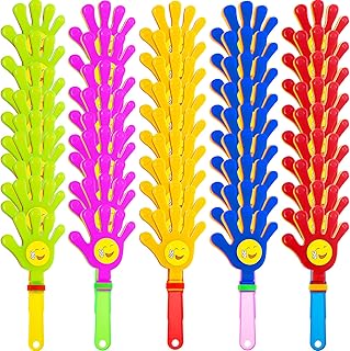 Sratte 80 Pcs Hand Clappers Plastic Noise Makers Party Favors Game Accessories Clapping Hands Noisemakers for Sporting Events Company Fiesta Party Birthday Gift Supplies (7.5 Inch, Sticker Style)