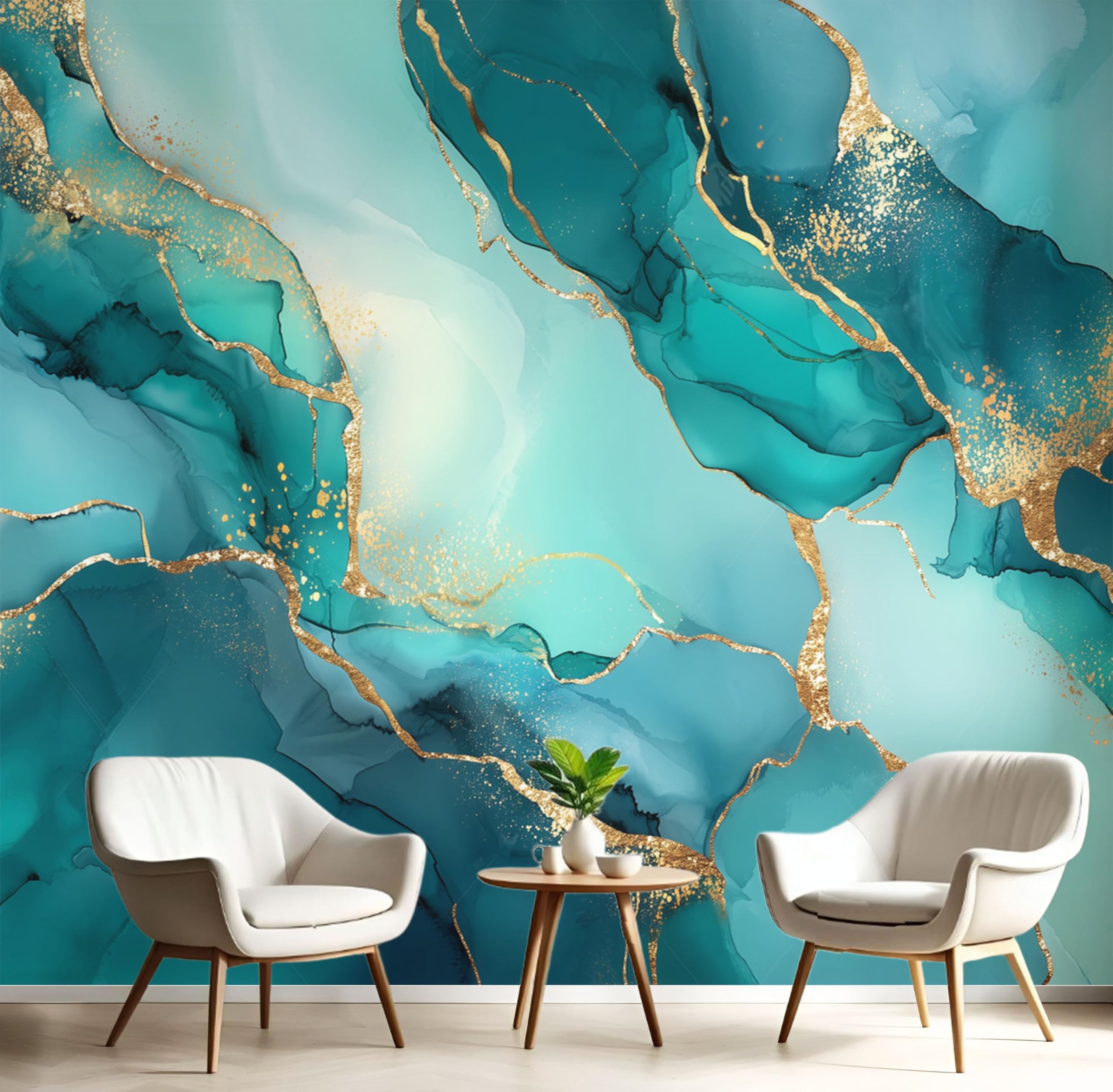 Tapisserie murale bleue abstrait marbre 150x105cm pour une atmosphere sereine dans la chambre