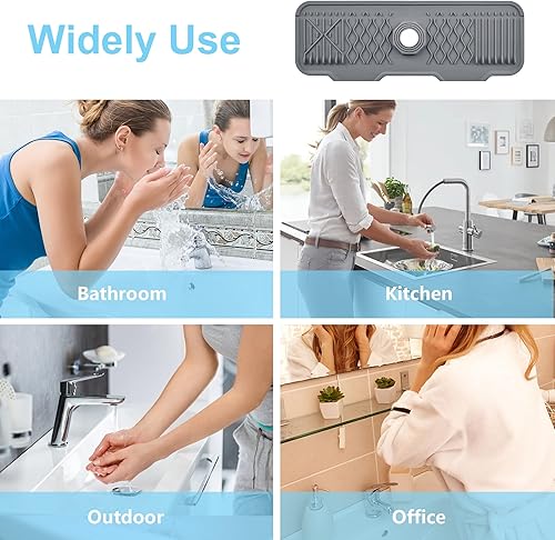 Miniatura 6 de Burfocus Alfombrilla de silicona para grifo, protector de salpicaduras para fregadero de cocina, pendiente de 5, antideslizante de silicona con