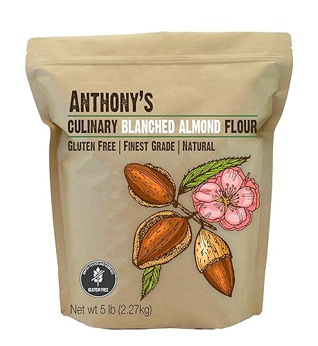 Anthonys Harina de almendras de grado culinario 5 libras probado por lotes y sin gluten apto para Keto