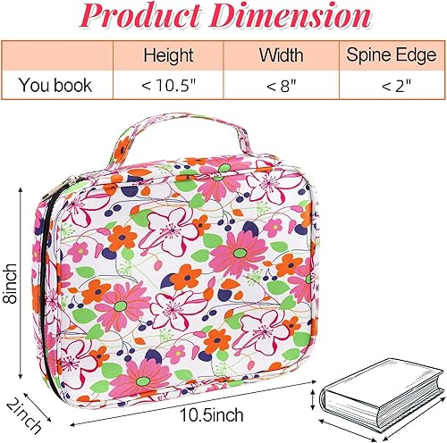 Miniatura 2 de Fundas para la Biblia para mujer, funda floral de 10 pulgadas con asas, funda de transporte para la Biblia con cremallera, bolsa de mano para la