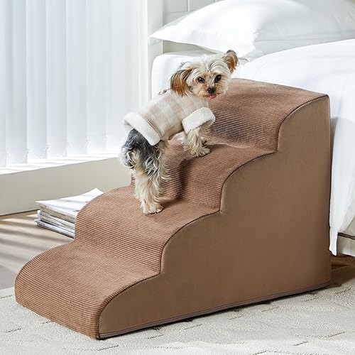 Miniatura 13 de Escaleras para perros pequeños, rampa para perros de 2 escalones para sofá, escaleras para mascotas con espuma de alto apoyo y parte inferior