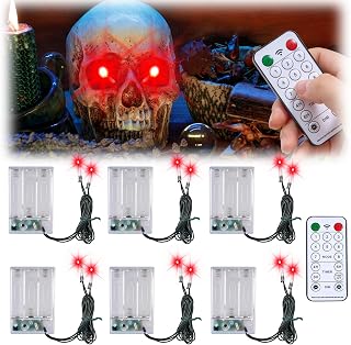 [Timer] 6PCS Halloween LED Glowing Eyes for Mask,8 Lighting Modes Light Up Skulls Eyes,Horror DIY Glowing Eye Lights