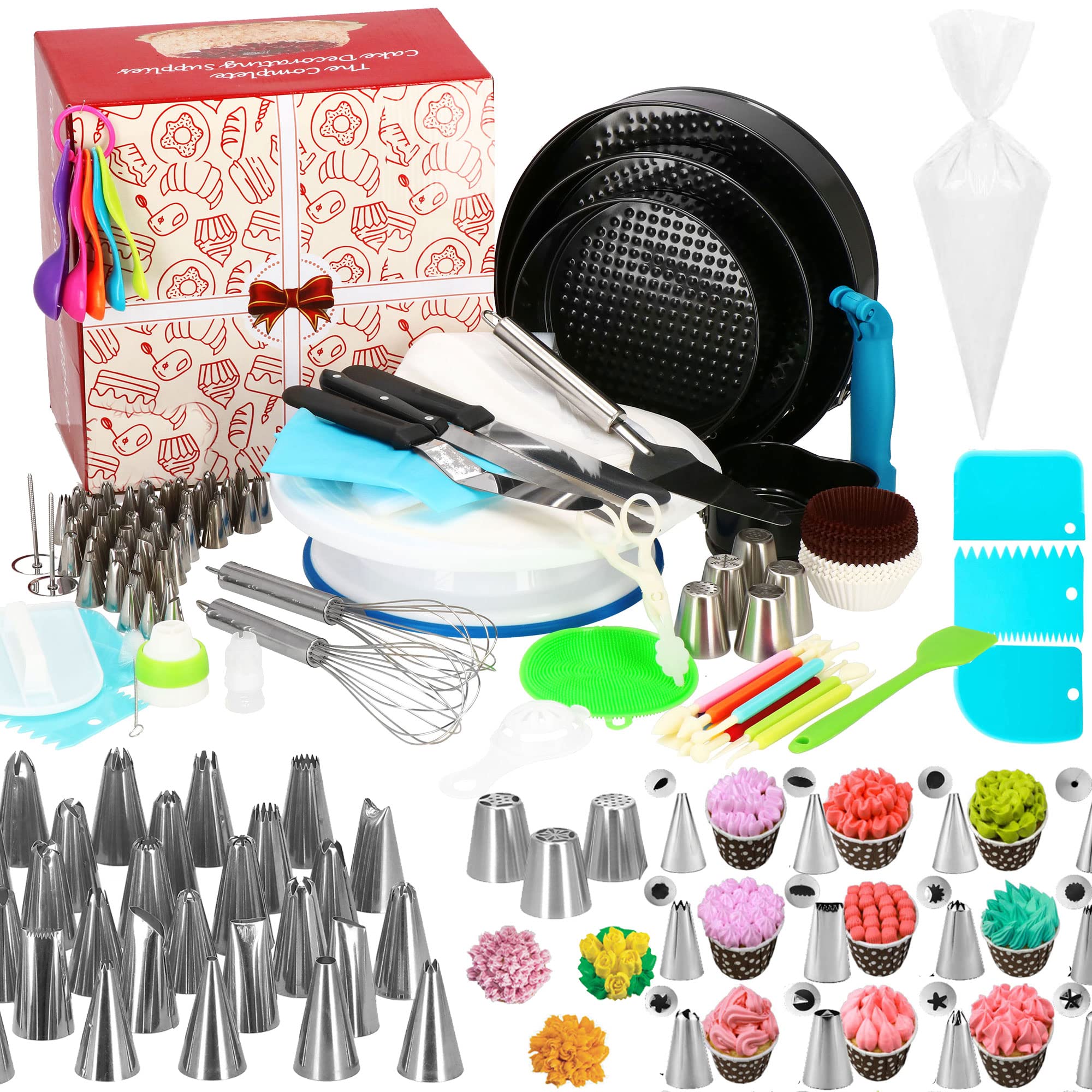 SPRINGOS Juego de accesorios para tartas (345 unidades, soporte para tartas, acero inoxidable)