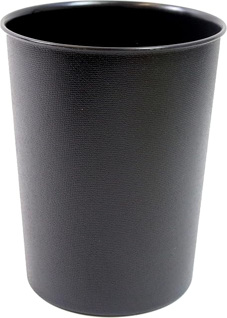 EDS Round Waste Paper Bin |Modern Chequered Design| Lightweight Sturdy Plastic 5L Waste Paper Basket | Small Waste Bin For Bedroom, Lounge, Office And Desk (Black)