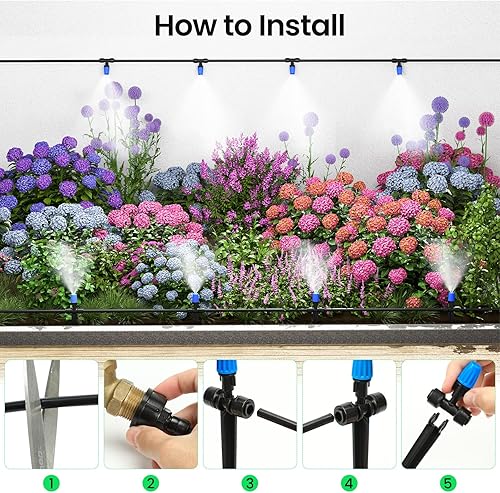Miniatura 5 de MIXC Sistema de riego de invernadero de 65 pies, conector rápido y eficiente, sistema de riego automático de niebla con tubo en blanco de 14