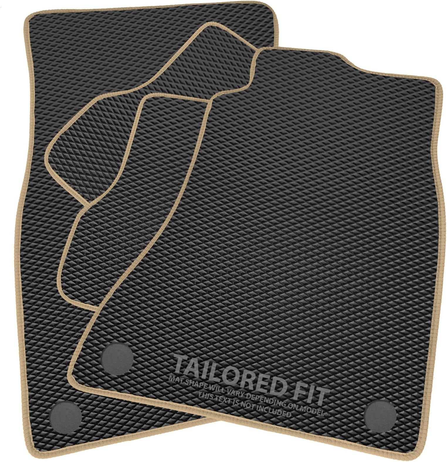 Rubber Car Mats FOR Mercedes B Class (2nd Gen) (2012-2018) Luxury Diamond Rubber + Beige Ribbed Trim [1404]