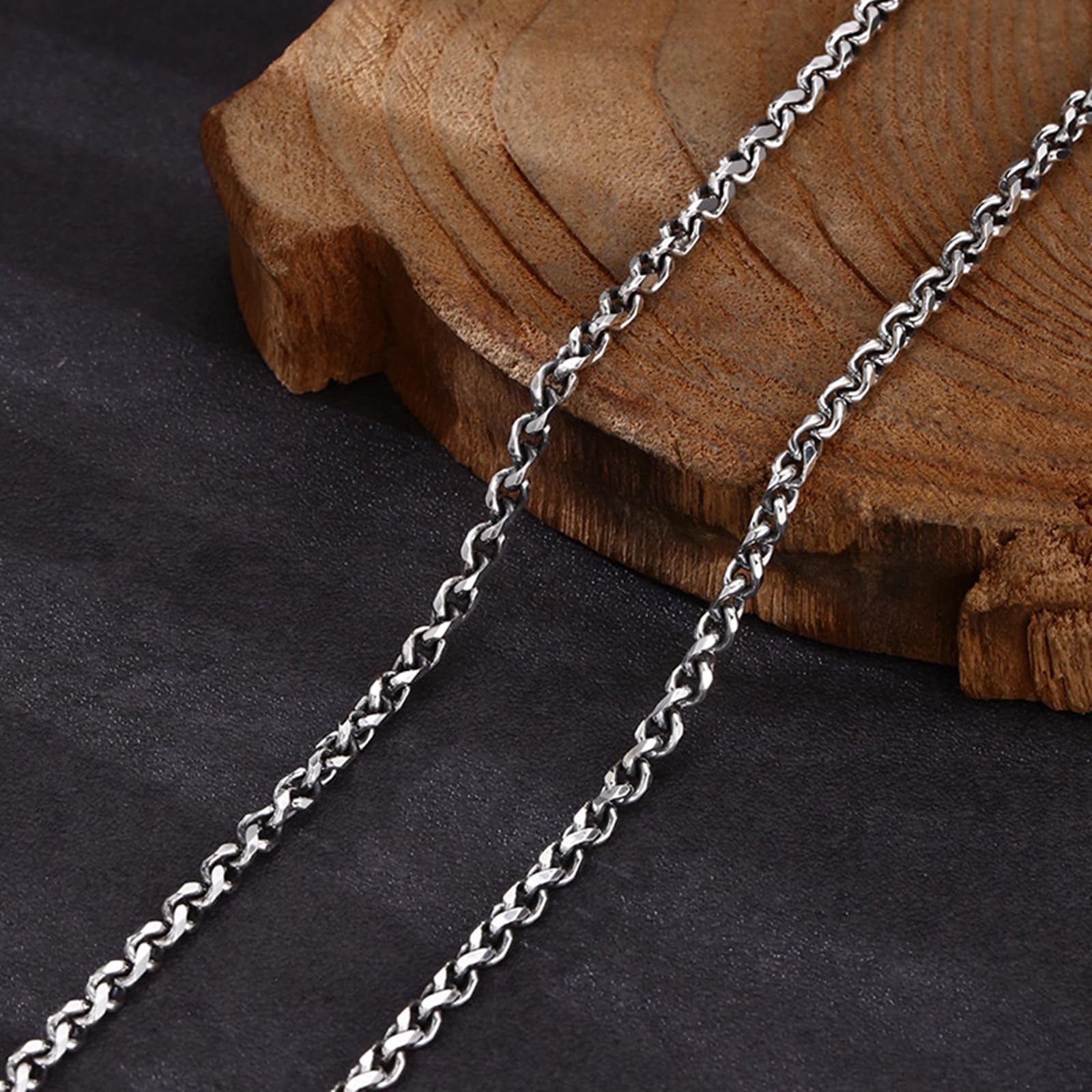 Collane Argento Uomo Donna 925 Catena Collana Argento Sterling | Collana Motivo Intrecciato Vintage Largo 3MM Collane per Uomo e Donna Argento Gioielli