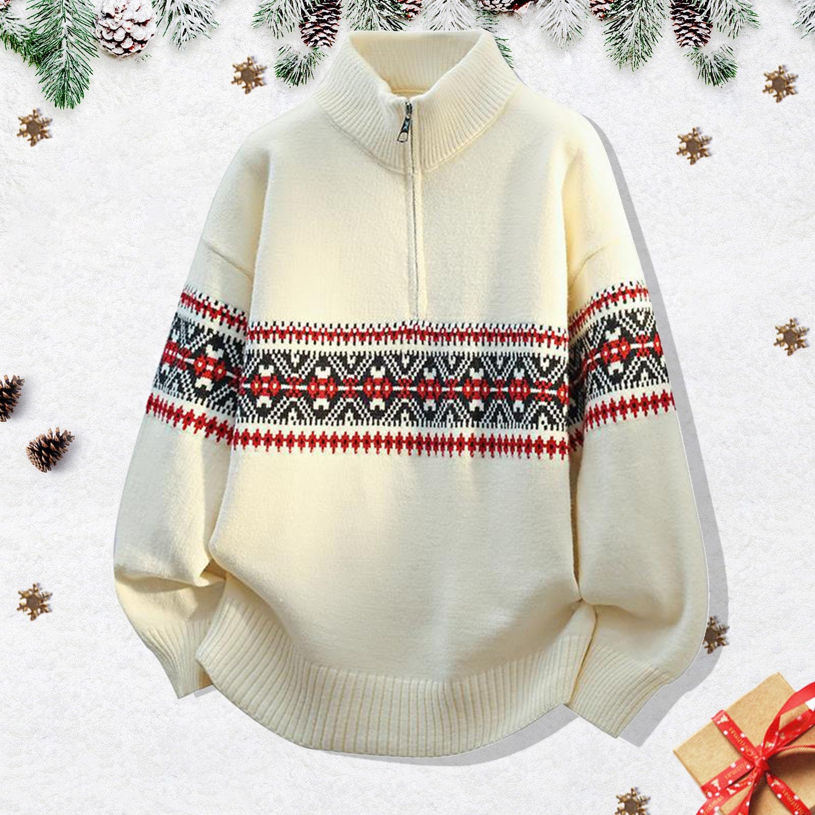 Suéter de Punto de Invierno, Cuello Semi Alto, Estilo Casual, Manga Larga, diseño Grueso y cómodo, Ideal para el frío y para Uso Diario.