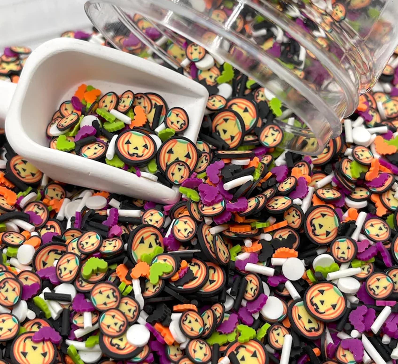 YourSchoiceVi 15 Gram Halloween Ghost Pumpkin Polymer Clay Slices, Ghost Pumpkin Sprinkles, Halloween Polymer Sprinkles, Nail Art Faux Craft NOT Edible