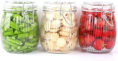 Miniatura 7 de Tarros de vidrio de 24 onzas con tapas de abrazadera, herméticos, de boca ancha, recipientes sellados, recipientes de alimentos para cocina