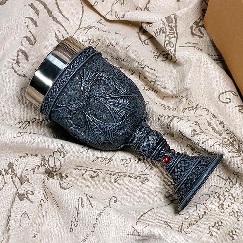 Miniatura 5 de alikiki Copa medieval de dragón de noche oscura – Regalos de mazmorras y dragones, ideas de juego de tronos, mercancía de 7 onzas, taza gótica GOT