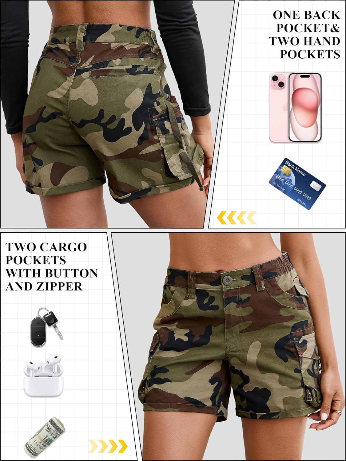 Cargo Shorts for Women High Wasited Stretchy Casual - Image 5